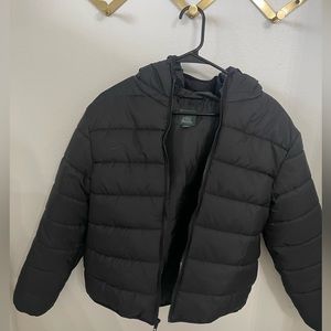 Black light puffer coat.